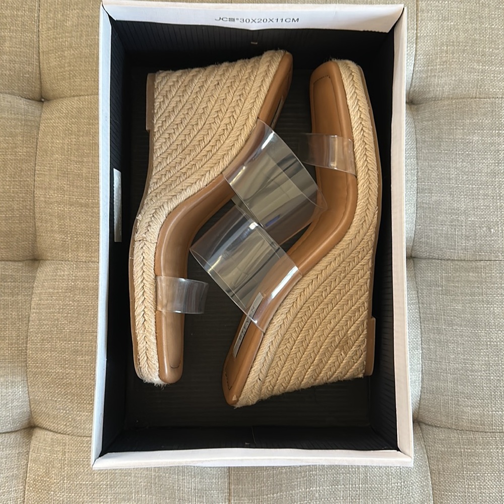 Steven New York Malaya Clear Wedges Size 9.5 - Picture 7 of 9